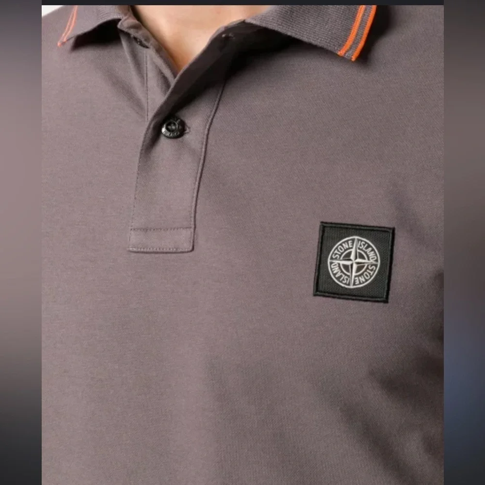 Stone Island Slim Fit Contrast Tipped Stretch Cotton Piqué Polo Shirt Men’s Sz M - Picture 2 of 14